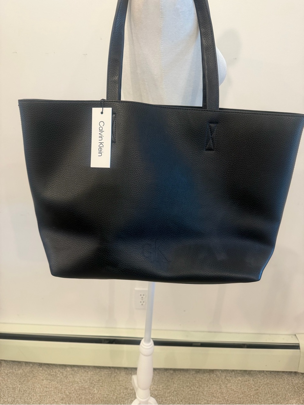 Calvin Klein Black Pebbled Shopper Tote
